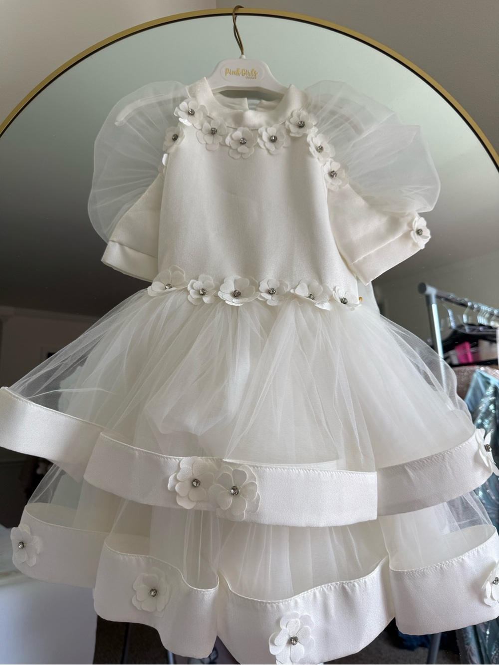 White Floral Tulle Party Dress
